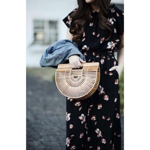 Túi cói Vầng trăng nan tre siêu hot