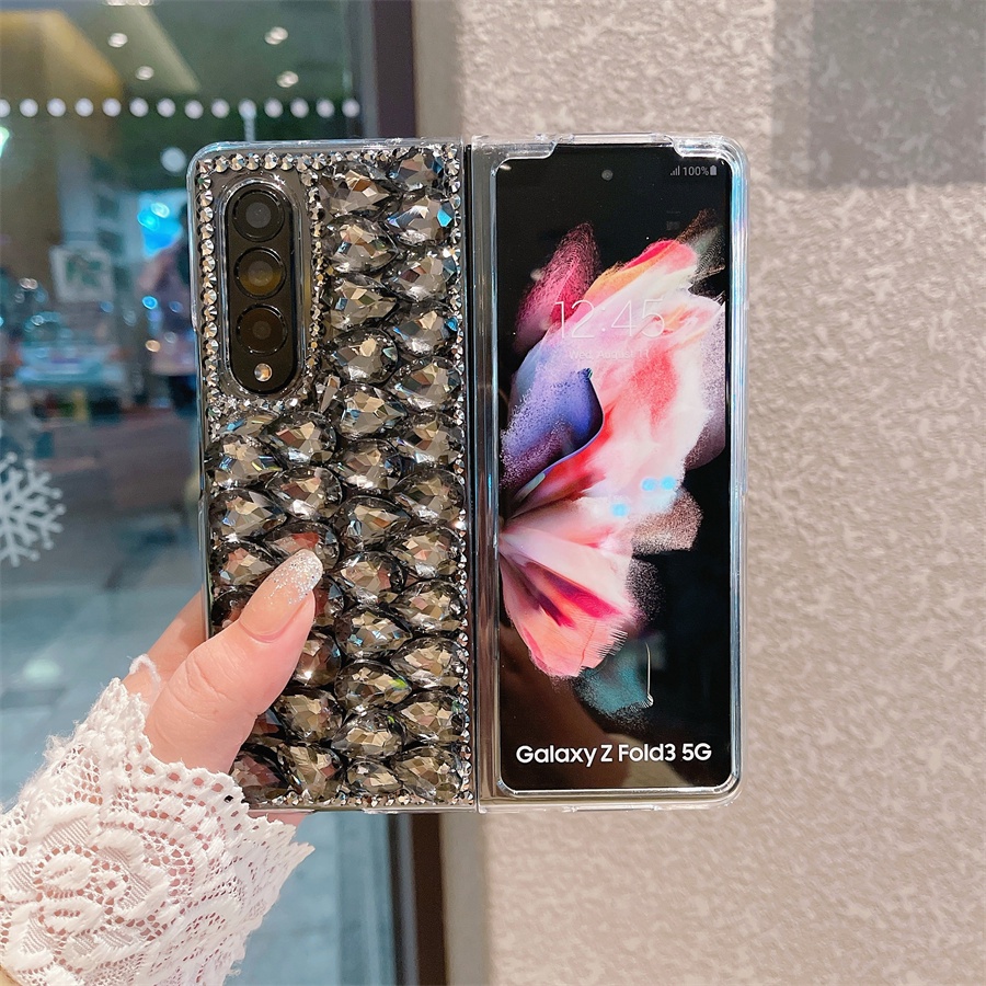 Bao Da Điện Thoại Đính Kim Cương Sang Trọng Cho samsung galaxy z fold 5 4 3 2 fold3 5g Ốp
