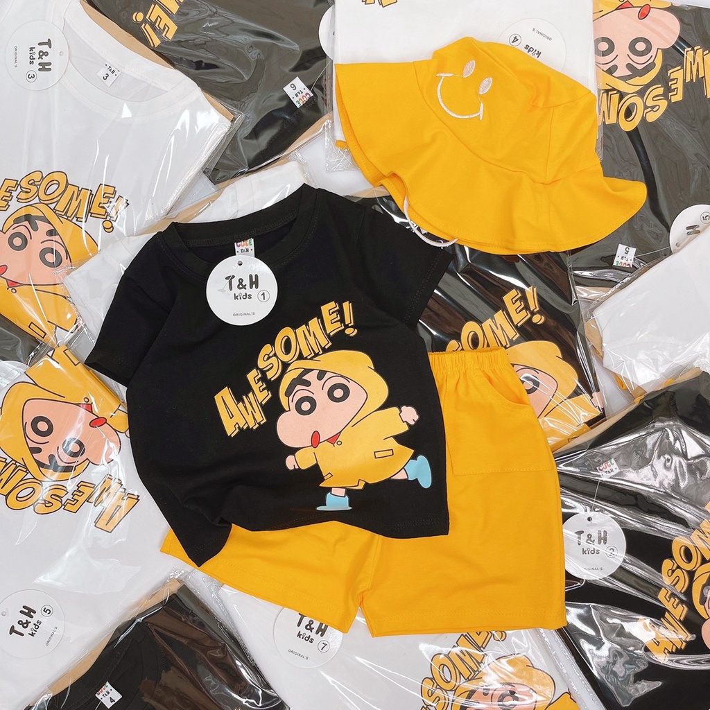 BOT29, Bộ bé trai, Bộ cộc tay cho bé trai, chất cotton, TẶNG MŨ từ 8-20kg