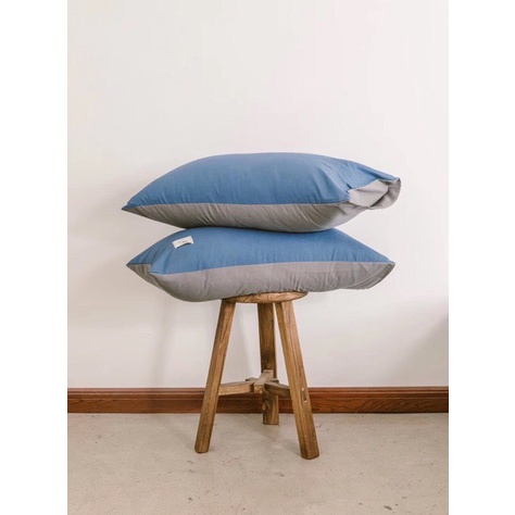 BỘ CHĂN GA GỐI COTTON TICI CAO CẤP ( CHĂN ĐÃ TRẦN BÔNG) MÀU XANH DƯƠNG XÁM - ĐỦ KÍCH THƯỚC