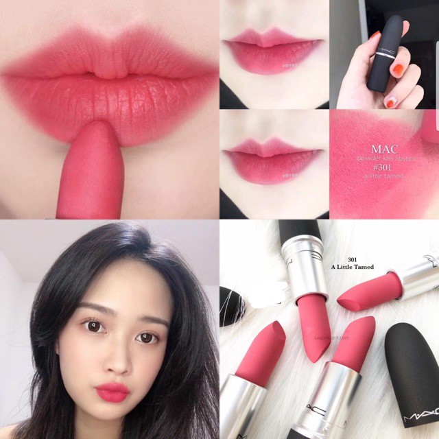 Son MAC Powder Kiss Màu 301 A Little Tamed Hồng Baby