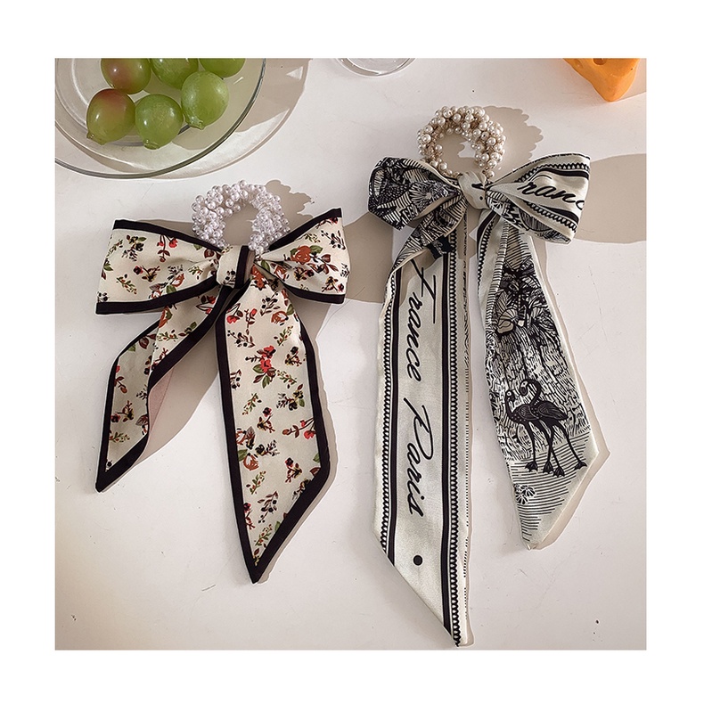 Dây Buộc Tóc Hình Nơ Đính Ngọc Trai Giả Phong Cách Hàn Quốc Mới 2023