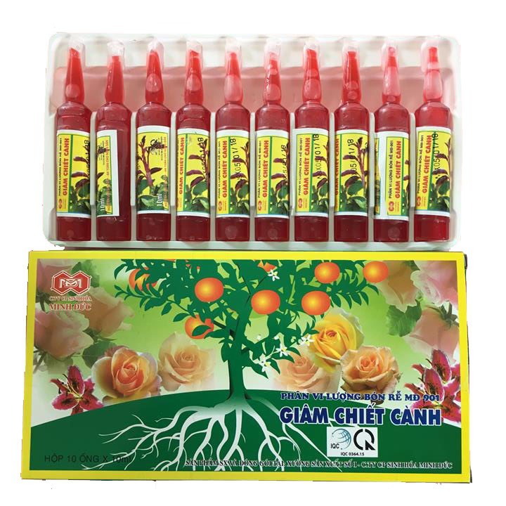 Hộp 10 ống Giâm chiết cành MD 901 siêu kích rễ Hoa Hồng, Hoa Giấy, Cúc, Thược Dược, Cây ăn quả