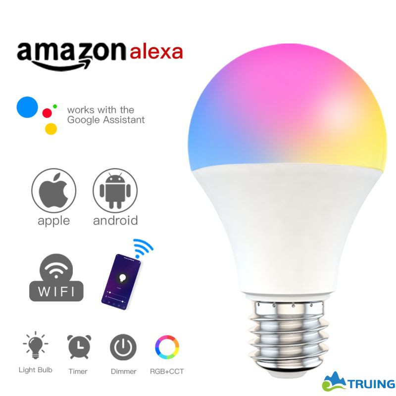 15W WiFi Smart Light Bulb E27 B22 Dimmable RGB+CCT 85-260V Smart Light Bulb Voice Control Work With Alexa Google Home TRUING