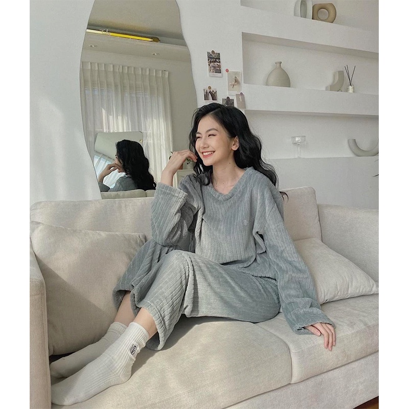 [Ảnh thật/ Hàng loại 1] Bộ Ngủ Lông Form Rộng Chất Đẹp Dày Dặn, Bộ Ngủ Nữ Lông Ấm Mềm Mịn