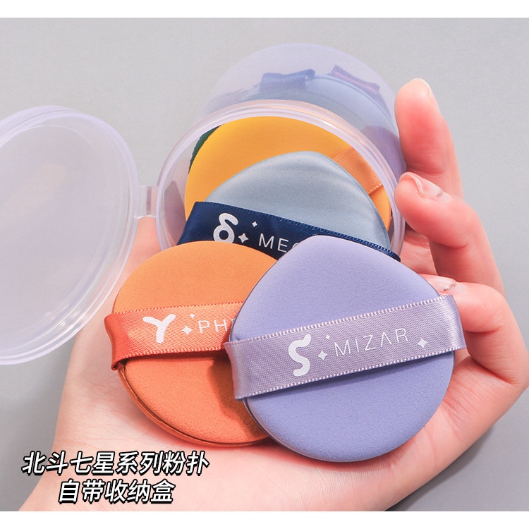 Set 7 Miếng Mút Trang Điểm Cushion Nhiều Màu Kèm Hộp Đựng Cute