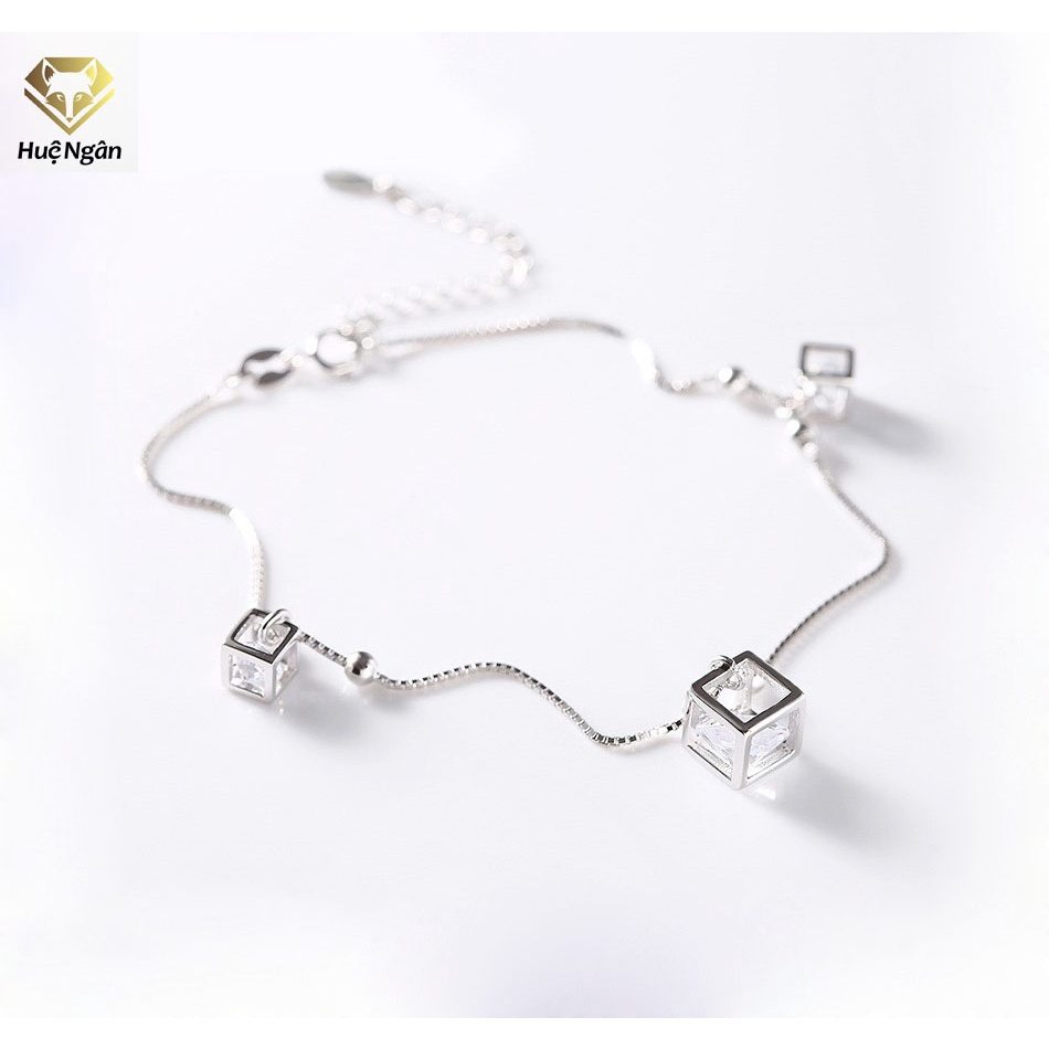 Lắc chân bạc Ý 925 Huệ Ngân - Hình lập phương cá tính RYBJ50065