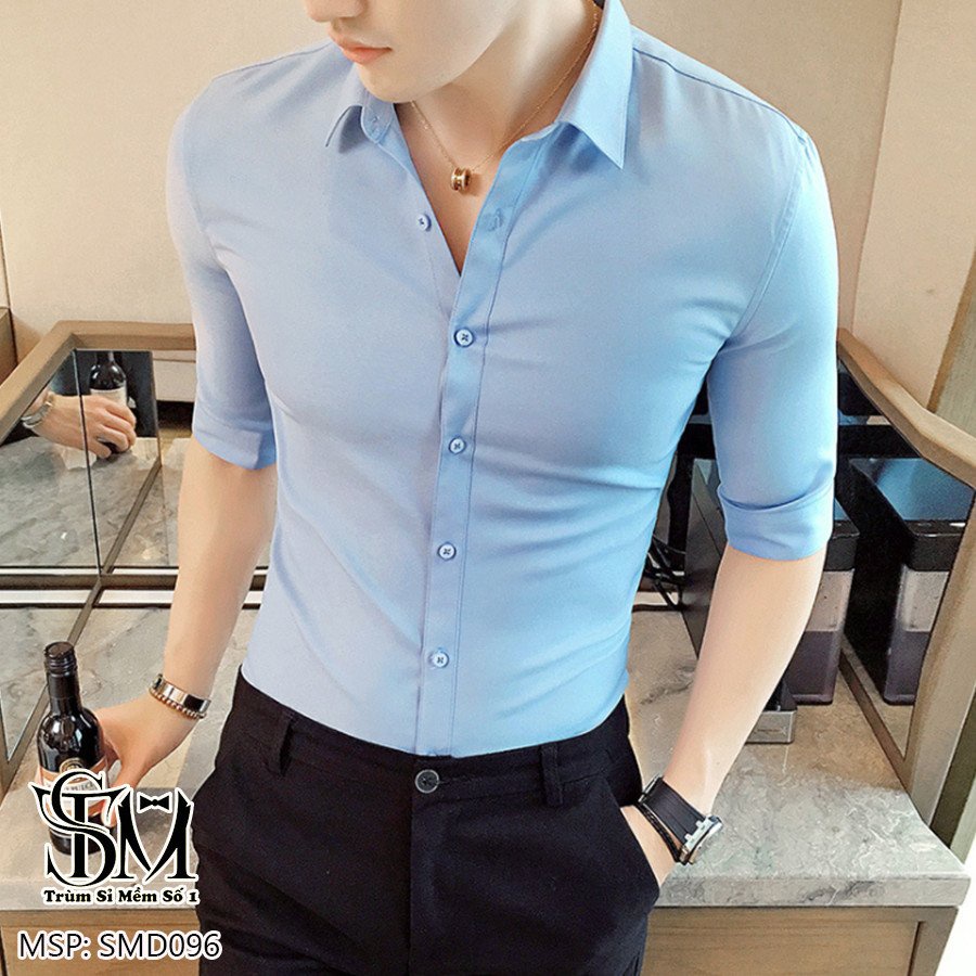 Áo sơ mi nam dài tay trơn lịch lãm HALLA áo sơ mi kiểu công sở hàn quốc đẹp