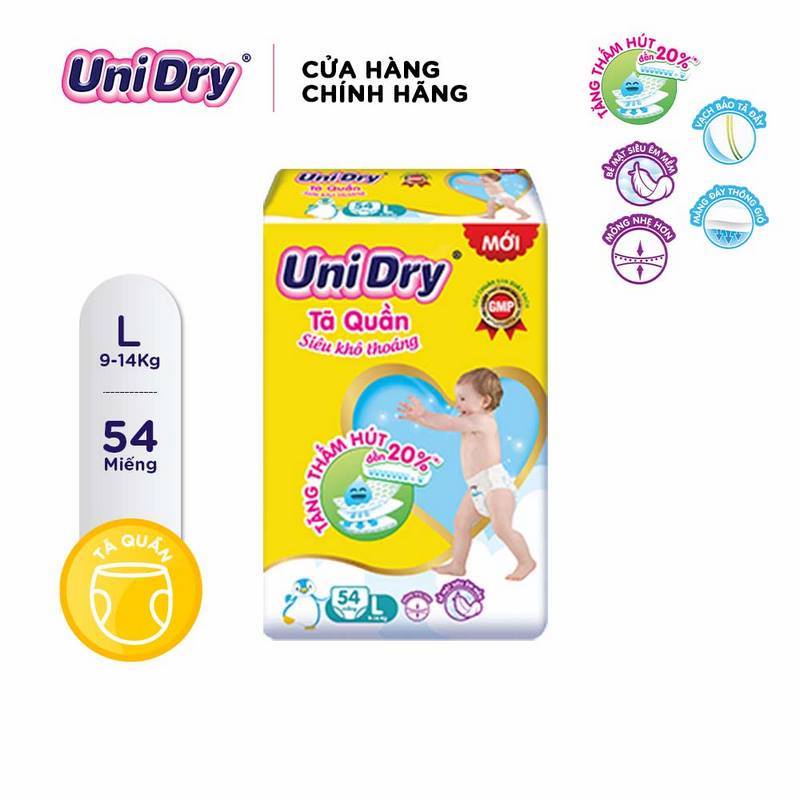 Tã quần UniDry Siêu khô thoáng gói Jumbo size M60/L54/XL48/XXL44