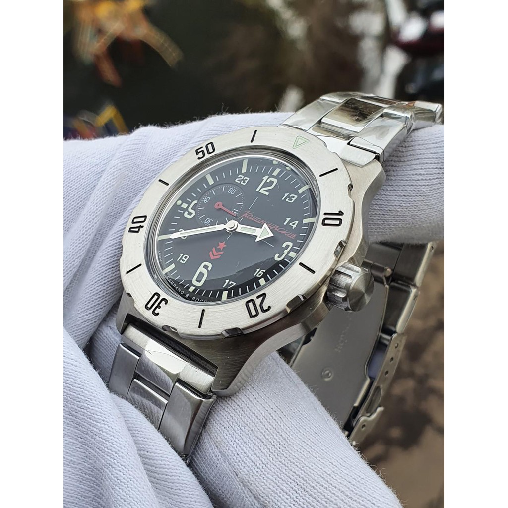 Đồng hồ Nga Vostok komandirskie 350504. Đồng hồ nam máy cơ tự động, size mặt 42, chống nước tốt 10ATM, quai thép