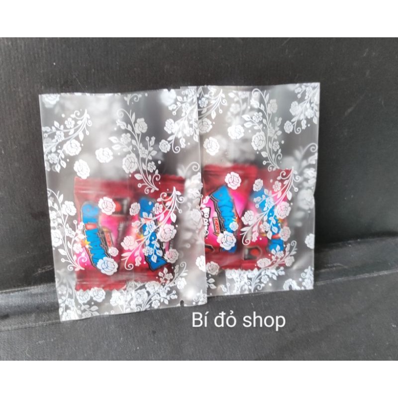 Túi 7*10 cm - Set 100 Túi cookies HOA HỒNG TRẮNG, bánh QUY, qui, cookie hàn miệng