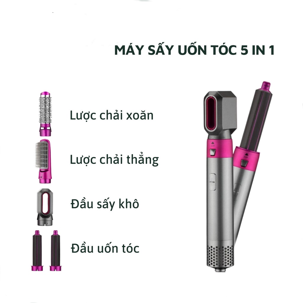 Máy làm tóc JIASHI 5 in 1 uốn tự động xoay xoăn phồng sấy tạo kiểu đa năng mini 3 mức nhiệt công suất 1000W - MLT01