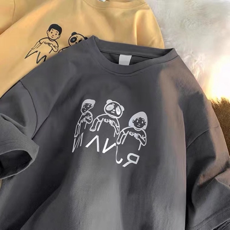 Áo thun tay lỡ nam nữ , áo phông unisex chất cotton form rộng in hình gấu trúc