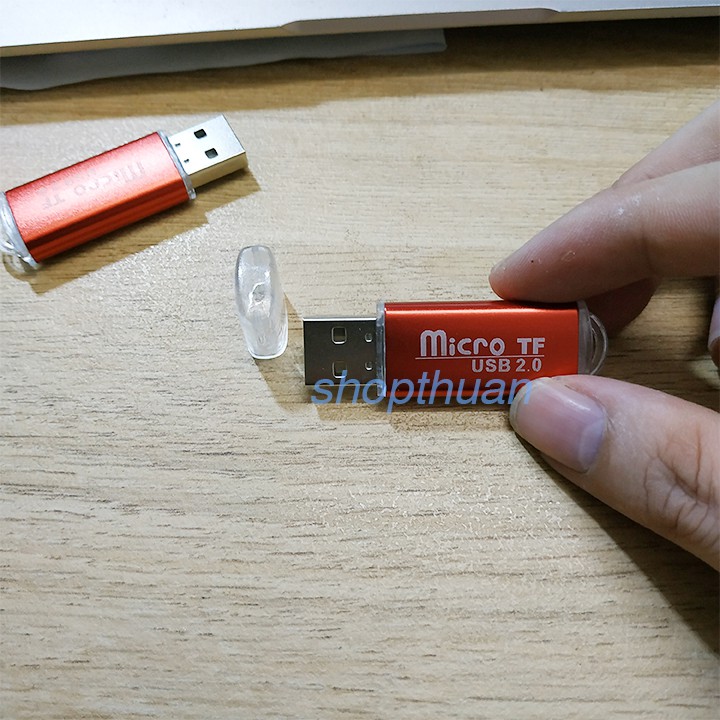 Đầu Đọc Thẻ Nhớ Micro SD Vỏ Nhôm Có Đèn Báo