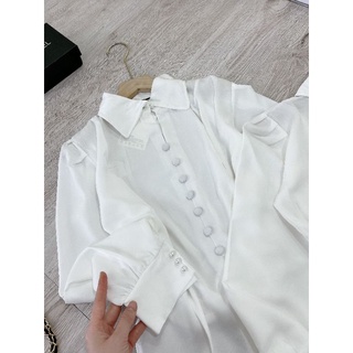 ♻️Sơ mi lụa thắt nơ cúc bọc siêu xinh _G6T