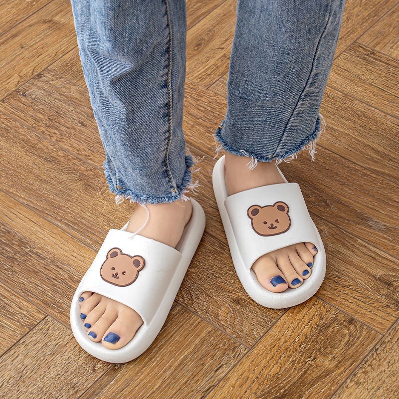 ❌HÀNG NHẬP KHẨU❌Dép quai ngang unisex hình gấu thời trang ulzzang bánh mỳ độn đế 4 cm siêu êm siêu nhẹ siêu êm A110 CUTE