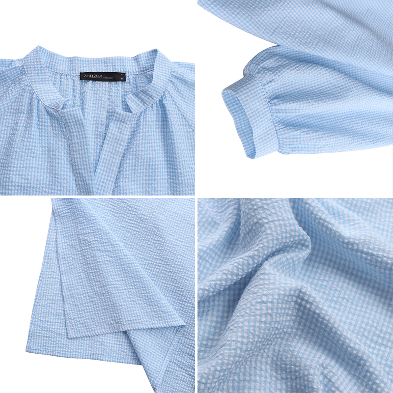 Đầm ZANZEA Dáng Dài Tay Lửng Cổ Chữ V Họa Tiết Caro Thời Trang Dành Cho Nữ | BigBuy360 - bigbuy360.vn