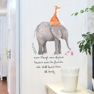 Decal dán tường elephant and fox