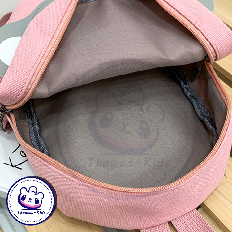 [THOMAS KIDS] Ba Lô Bằng Vải Canvas In Họa Tiết Voi Hoạt Hình Dễ Thương Thời Trang Dành Cho Bé 4-7 Tuổi