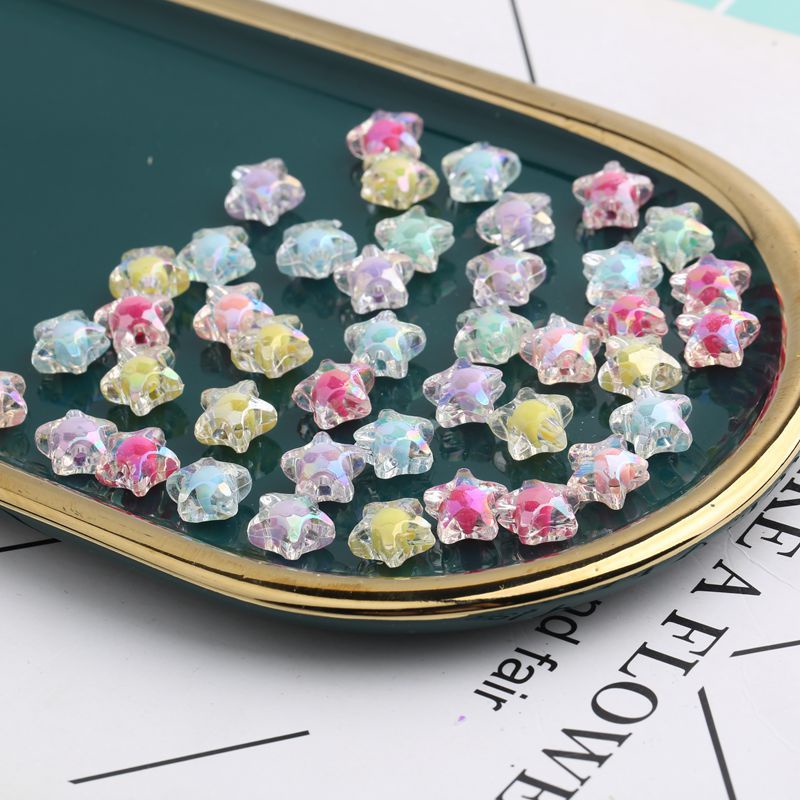 25-100gam hạt nhựa ngôi sao 12mm nhân mờ, hạt nhân bóng, ngôi sao, mặt cười  làm vòng, trang trí handmade tùy thích