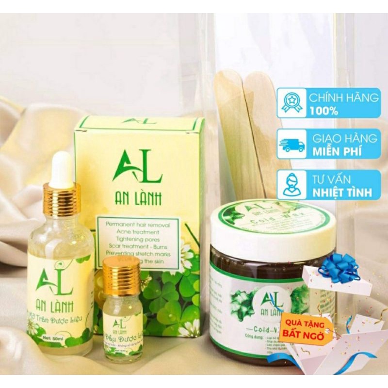 combo sáp wax lông tẩy lông mỡ trăn triệt lông an lành Tặng Kèm 50 Giấy Wax Kèm 2 Que Wax