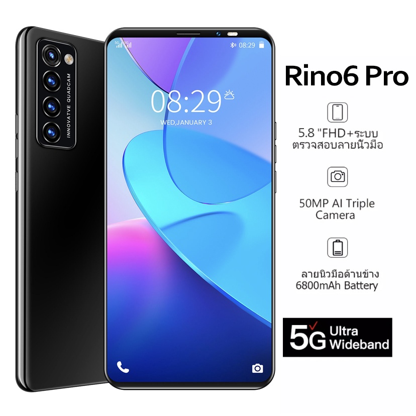 Điện thoại di động Rino6 Pro phone (6GB / 128GB) điện thoại thông minh android wifi 5g màn hình cảm ứng trò chơi Google