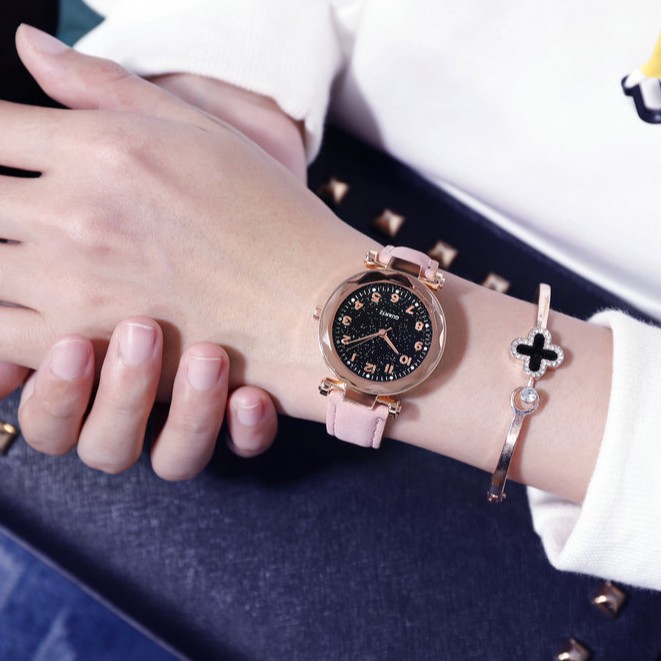 Đồng hồ thời trang nữ Mstianq MS32 dây da lộn cực đẹp, mặt số dể dàng xem giờ | BigBuy360 - bigbuy360.vn