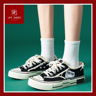 [NOWSHIP] Giày thể thao nữ ulzzang rách xVESSEL buộc dây  cá tính màu trắng đen đơn giản năng động mẫu mới đẹp rẻ
