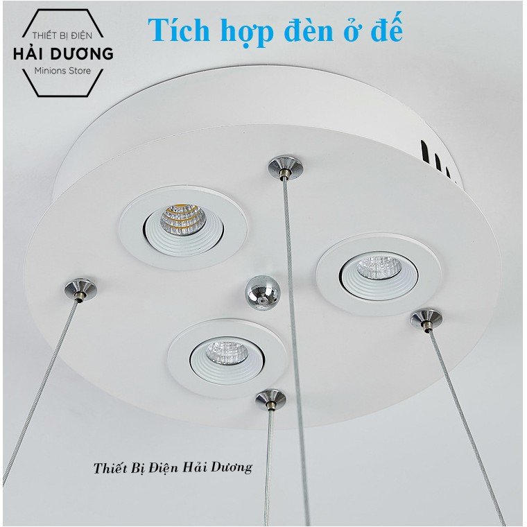 Đèn Chùm Lông Vũ Vòng Tròn 60cm Phong Cách Bắc Âu Decor Lighting - 3 Chế Độ Ánh Sáng - Đã Bao Gồm Bóng