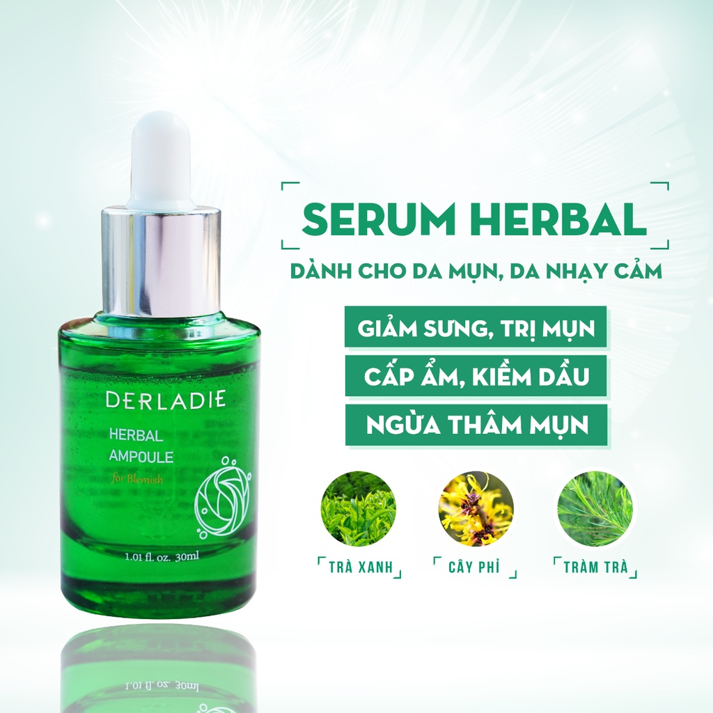 [QUÀ TẶNG KÈM] Siêu Tinh Chất Tràm Trà Giảm Mụn Sau 14 Ngày Derladie Herbal Ampoule For Blemish 30ml