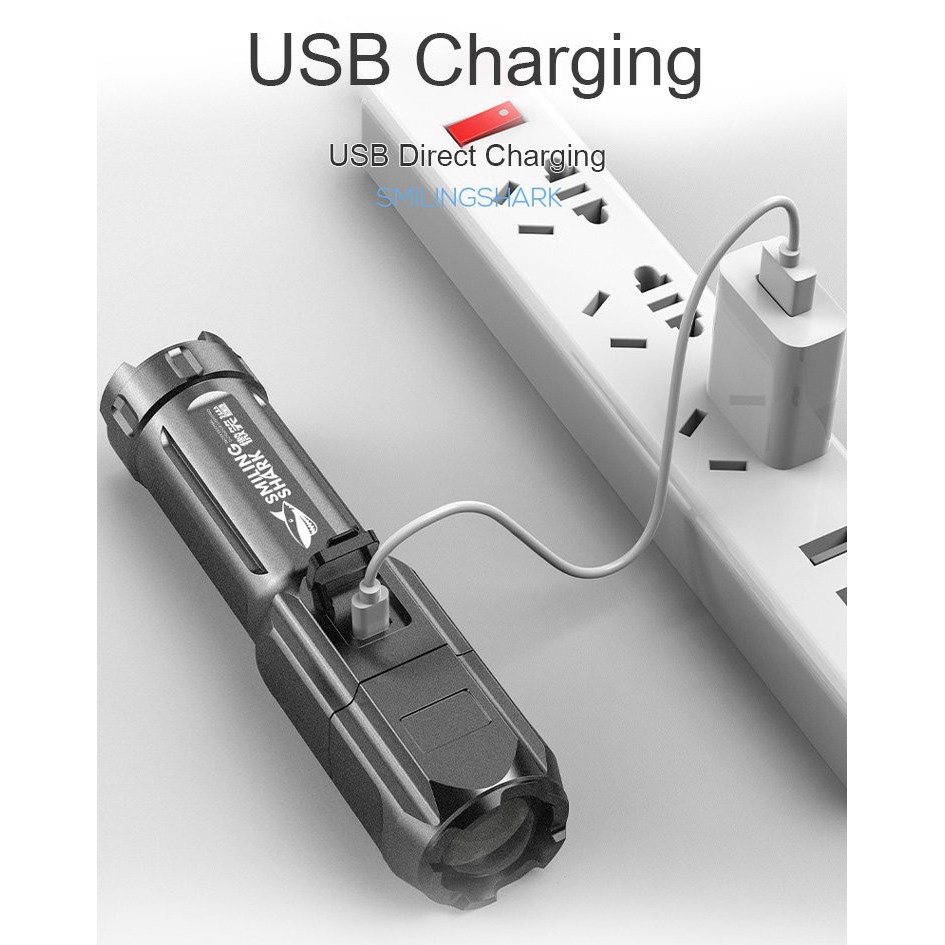 Đèn Pin Cầm Tay Độ Sáng Cao Có Cổng Sạc USB