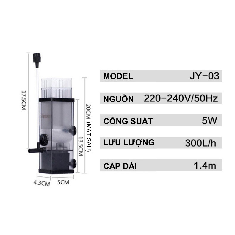 [Mã PET50 giảm 10% - tối đa 50K đơn 250K] SUNSUN LY-03 | JY-03 | JY-02 - Lọc Váng Mặt Nước Cho Bể Cá Cảnh Thuỷ Sinh