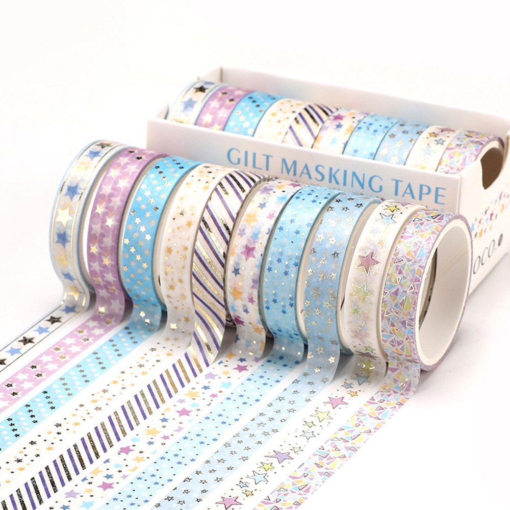 Bộ 10 Cuộn Băng Keo Washi Chất Lượng Cao Dùng Trang Trí Sổ Tay DIY
