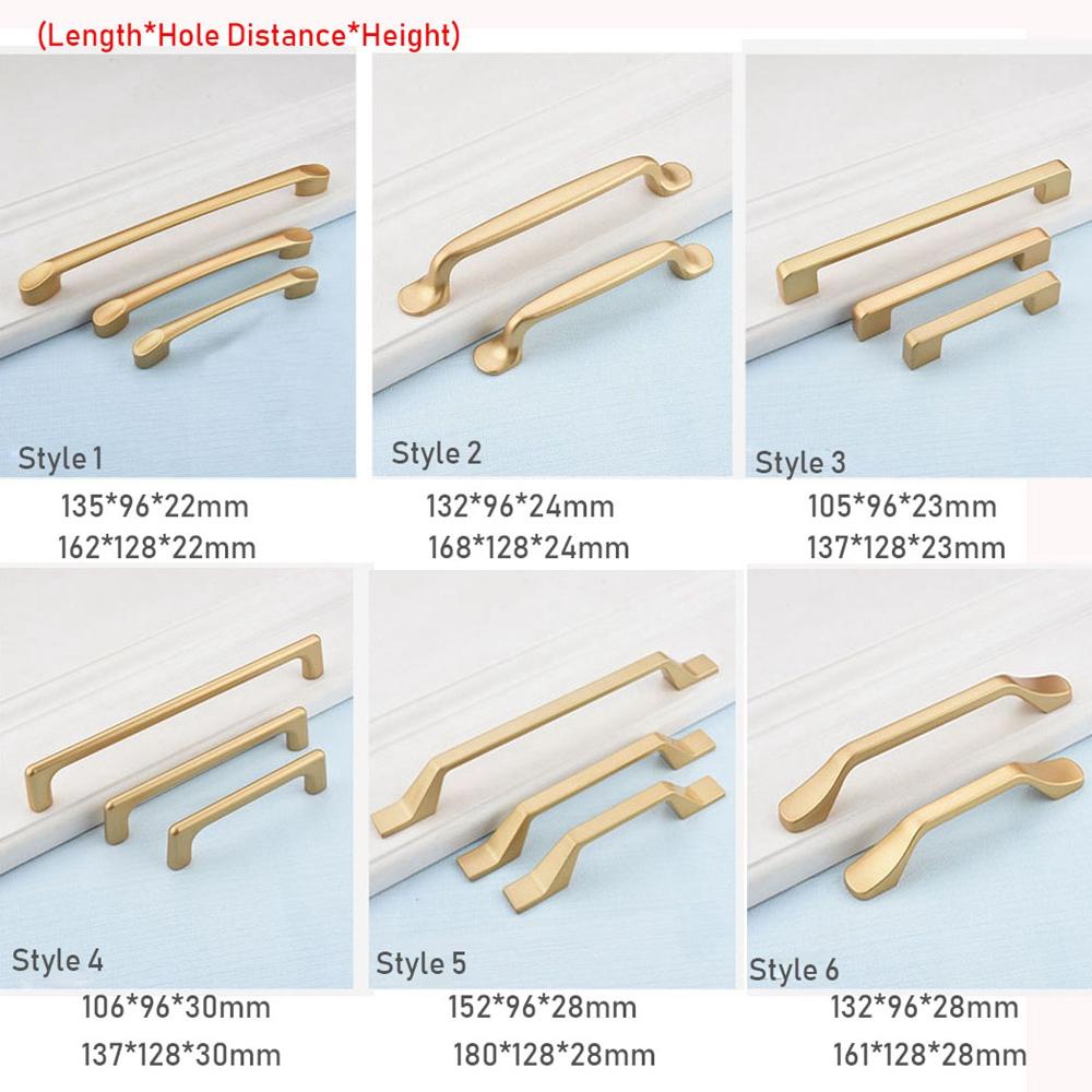 European Style Matte Gold Cabinet Solid Aluminum Alloy Kitchen Cupboard Pulls Drawer Knobs Furniture Handle Hardware