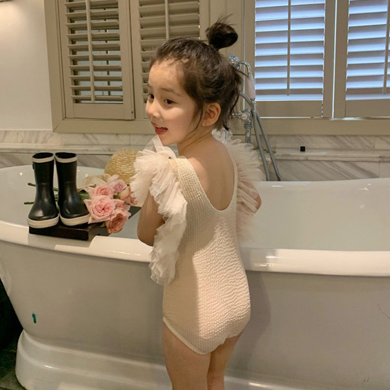 Bộ Đồ Bơi Một Mảnh Tay Dài Phối Lưới Phong Cách Phương Tây Thời Trang Mùa Hè Mới Cho Bé Gái