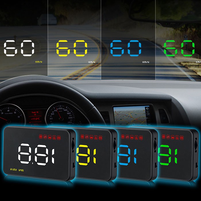 Bộ HUD Cảnh Báo Tốc Độ Ô Tô Màn Hình Hắt Trên Kính Lái Xe Hơi Cắm Nguồn OBD2 A1000 TOO-STORE