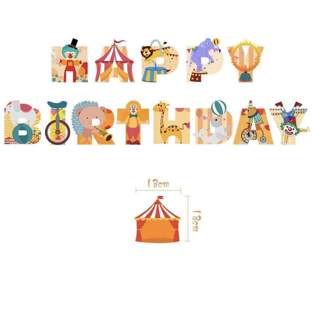 Dây chữ happybirrthday hình con thú siu cute trang trí sinh nhật
