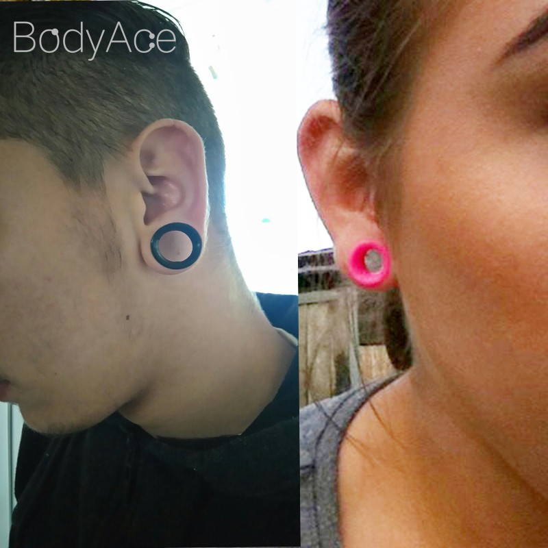 Khuyên nong tai silicon màu đen kích cỡ 3-25mm