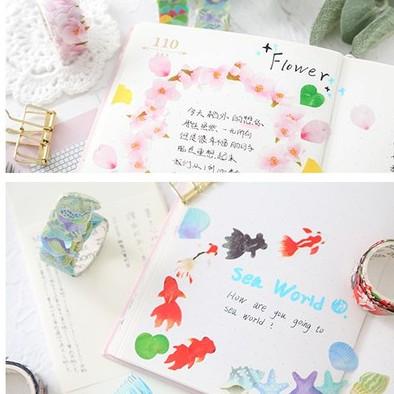 Cuộn 200 sticker washi hình hoa anh đào trang trí ST185