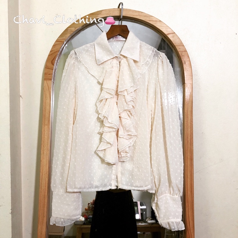 Áo sơ mi nữ cổ bèo điệu xinh phong cách công chúa