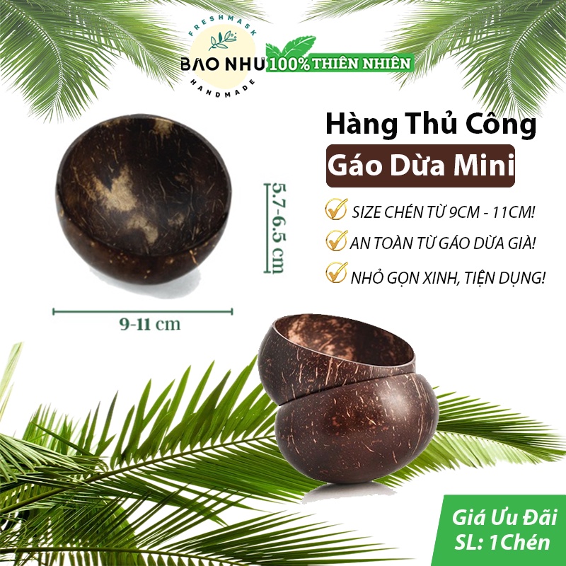 Chén bát gáo dừa đánh bóng thủ công loại nhỏ xinh xắn