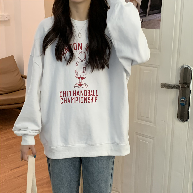 Áo Sweater Dài Tay Cổ Tròn In Họa Tiết Xinh Xắn Dành Cho Nữ