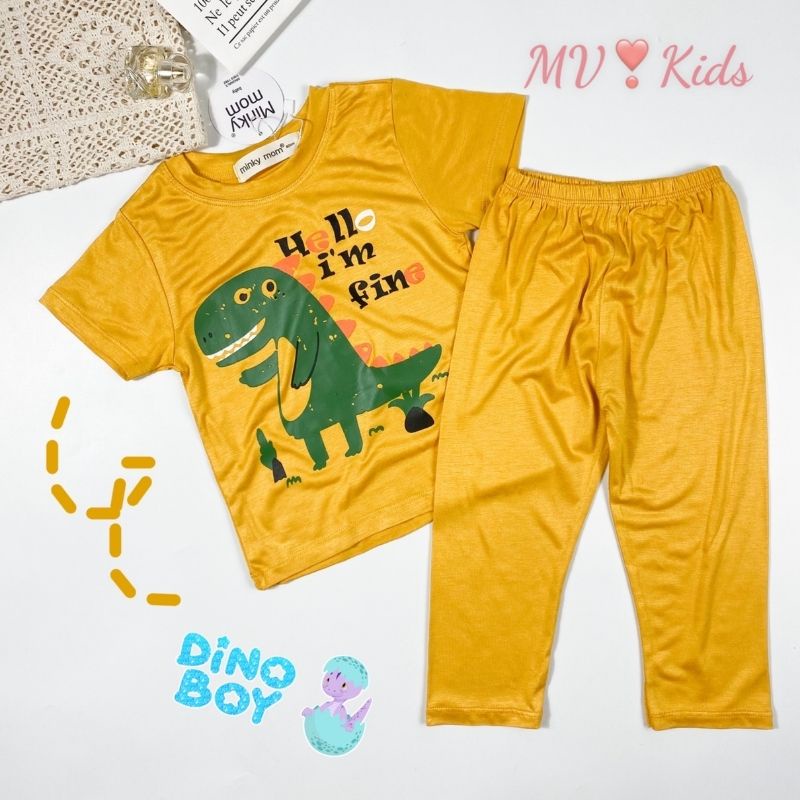 Bộ Tay Ngắn Quần Dài Thun Lạnh MINKY MOM Cho Bé Trai Bé Gái 0 1 2 3 4 5 6 Tuổi-Đồ Bộ Cho Bé Hình Mèo Khủng Long Vịt Gấu