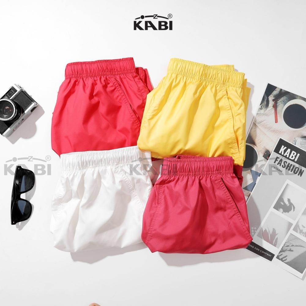 Quần đùi nam KABI quần short vải dù vải gió ngắn mặc nhà hai lớp màu trơn thể thao