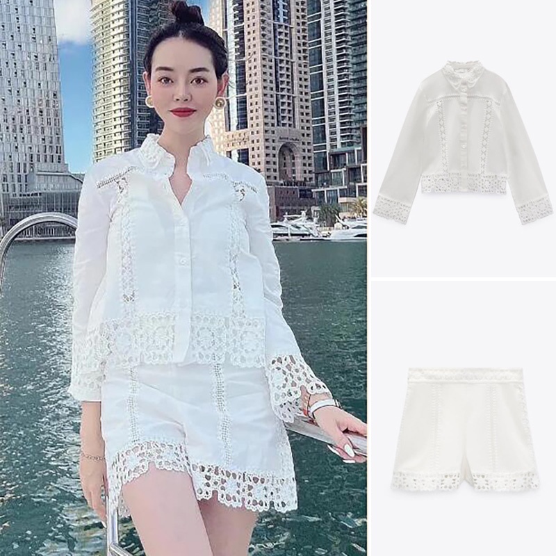 Bộ Áo Sơ Mi + Quần Short Thời Trang Mùa Hè Mới 4786050 4786053Áo Kiểu Thời Trang Thanh Lịch Cho Nữ