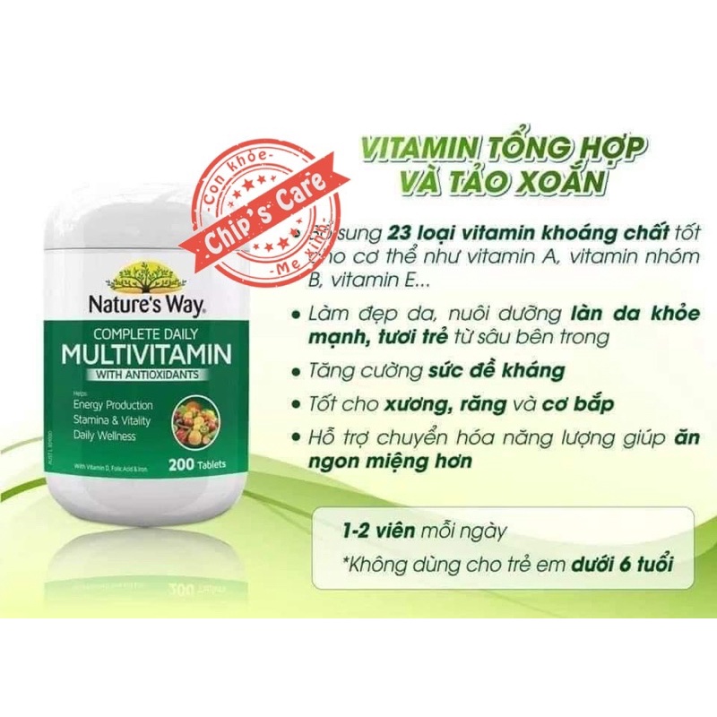 MULTIVITAMIN NATURE'S WAY - Vitamin tổng hợp của Úc tích hợp tảo xoắn