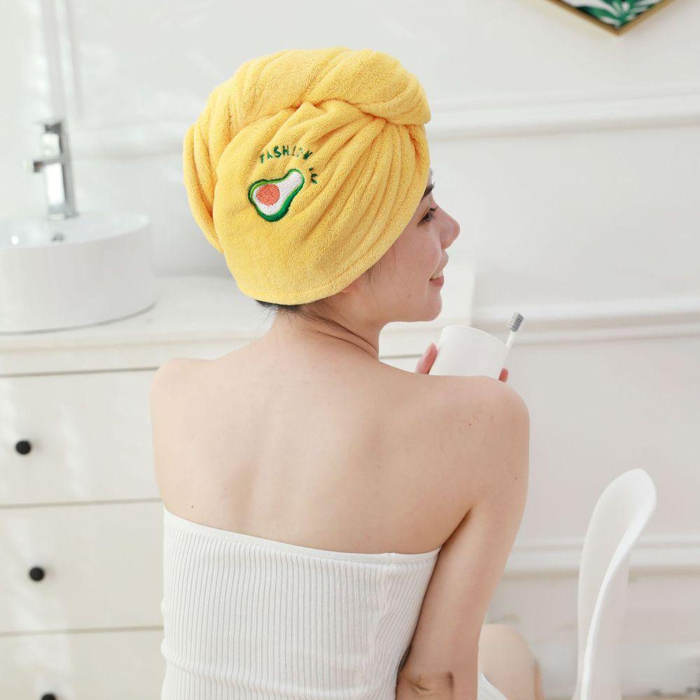 Mũ Tắm Trùm Đầu Thấm Hút Nước Nhanh Khô Bằng Lông Cừu San Hô Thêu Họa Tiết