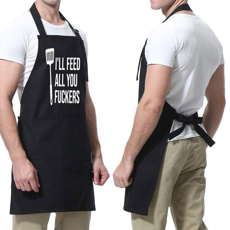 Tạp Dề Có Túi Chống Nước In Chữ I 'Ll FEED ALL YOU Vui Nhộn