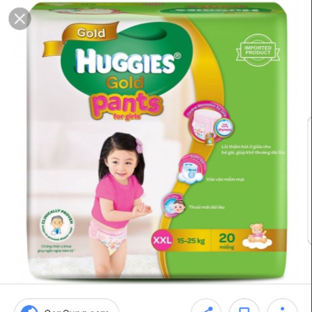 Bỉm quần huggies bé gái sz xxl 20 mieng