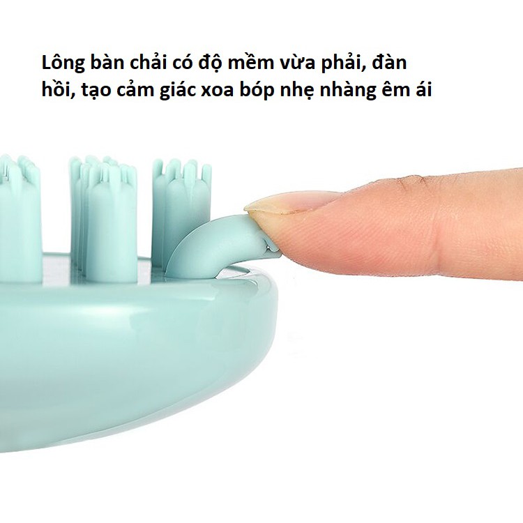 Lược, bàn chải gội đầu massage Silicon Nhật Bản, tạo bọt, sạch gàu, mềm mại